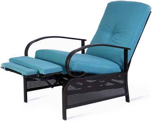 #8. Kozyard Extendable Metal Frame & Removable Cushions Reclining Lounge Chair (Burgundy)