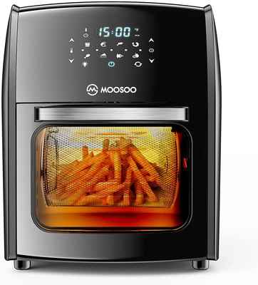 #8. MOOSOO 12.7Qt 1700W 8-in-1 Electric Rotisserie Oven w/LED Digital Touchscreen & Toaster Oven