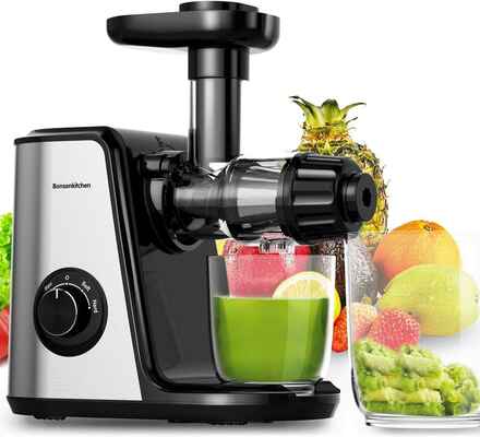 #10. BONSENKITCHEN Black Easy To Clean BPA-Free Cold Press Juicer Machine for Veggies & Fruit