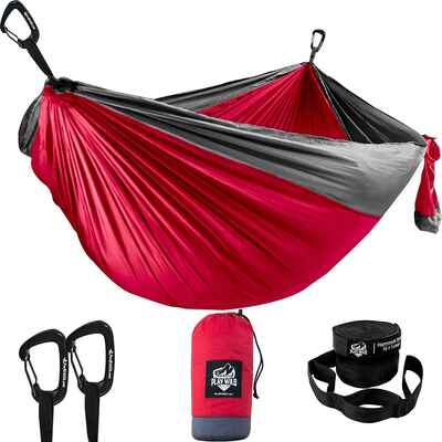 #5. Play Wild Portable & Lightweight Heavy-Duty Double Hammock for Travel, Camping, etc.
