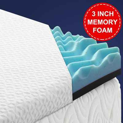 #1. TEKAMON 3’’ 7-Zone Queen Foam Mattress Cool Gel Topper w/Removable Hypoallergenic