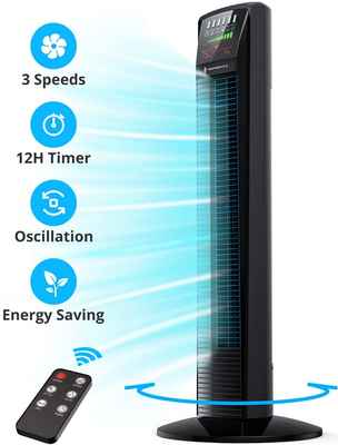 #5. TaoTronics Portable Up to 12H Timer Powerful Floor Fan w/Remote & Large LED Display for Home