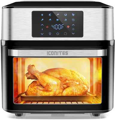 #6. Iconites ETL Certified 1800W 20Qt 10-in-1 Air Fryer Toaster Oven Combo w/Dehydrator & Rotisserie