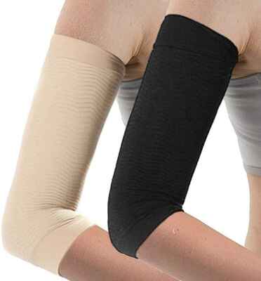 #10. Dproty 2 Pair Arm Shaping Sleeves for Women Fat Burning (Black & Beige)