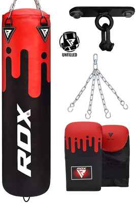 #1. RDX Unfilled Muay Thai Punching Bag w/Punching Training Gloves & Hanging Chain for Martial Arts