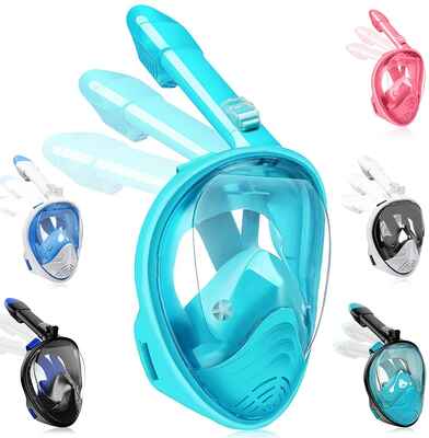 #4. HIEHA Anti-Fogging Anti-Leak Detachable Camera Mount Full Face Snorkel Mask