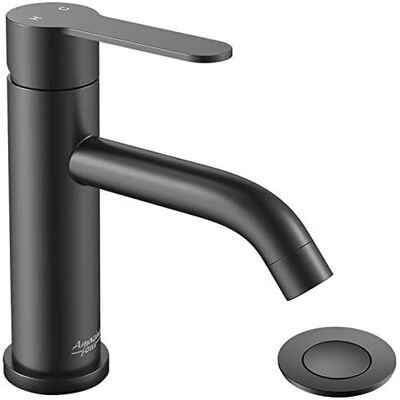 #4. AMAZING FORCE Matte Black Single Handle Pop Up Drain Assembly Bathroom Sink Faucet