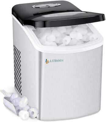 #5. LITBOOS 26LBS/24Hrs 7 – 9 Mins 9 Bullet Ice Cube Portable Countertop Ice Maker Machine