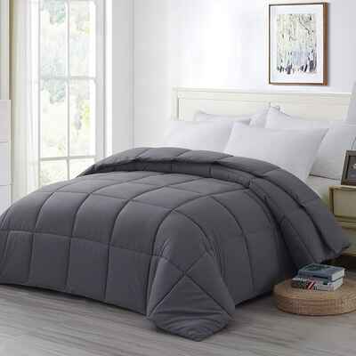 #8. WhatsBedding 82'' x 86'' Full-Size All-Season Dark Lightweight Grey Alternative Lightweight