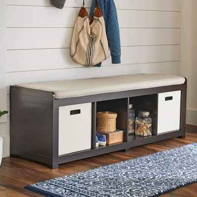 #2. BHG 4-Cube Espresso Better Homes & Garden 4 Cube Storage Organizer Bench