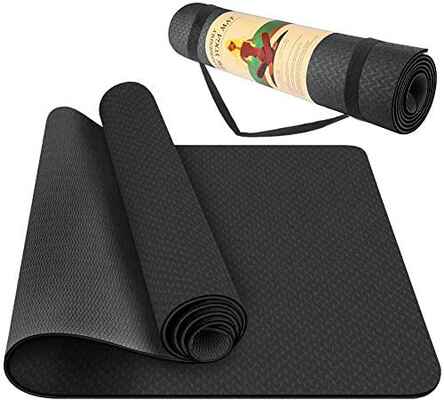 #9. still cool Black Eva ¼'' Pro Eco-Friendly Classic Non-Slip Fitness Mat w/Carrying Strap