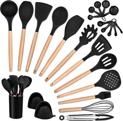 #4 Homikit Non-Stick 25Pcs Kitchen Tool Gadgets Kitchen Cooking Utensils Set w/Holder