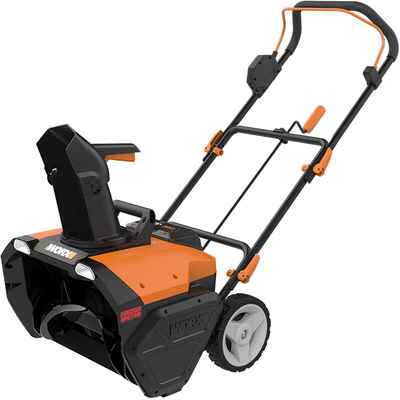 #7. WORX WG471 40V Dual LED Headlight High-Efficiency Snow Blower (Black & Orange)